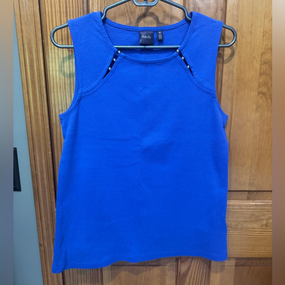 Royal blue tank top w/decorative beads- medium